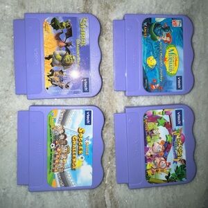 4  Vtech VSmile Games Little Mermaid, Shrek, Soccer Challenge & Alphabet